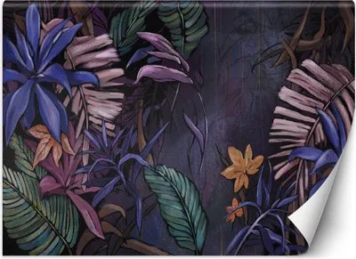 Produktbild von Vlies fototapete Exotische Dschungelblätter gemalt 200x140 cm Feeby Lila inkl. Kleber einfache Montage