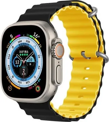 Obrázek produktu pro Řemínek K Hodinkám Apple Watch 1/2/3/4/5/6/7/8/9/10/Se 42/44/45 Černý-Žlutý