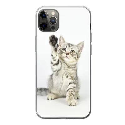 Produktbild von MuchoWow® Handyhülle Schutzhülle Hülle für iPhone 13 Pro Max Kätzchen - Pfote - Weiß - Mädchen - Kinder - Jungen - Kind Silikon Softcase Handy Hülle - Mobiltelefon