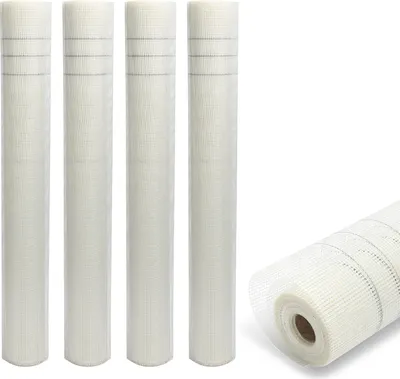 Immagine prodotto di Aopunly 4 rotoli di tessuto di rinforzo 160g/m² 4x4mm tessuto per intonaco in fibra di vetro bianco 200m²