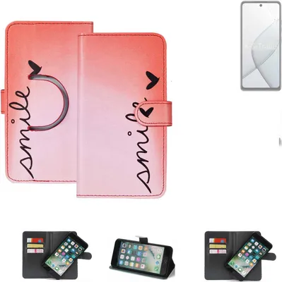 Produktbild von K-S-Trade Schutzhülle Handyhülle kompatibel mit Tecno Spark 20 Pro 5G Hülle cover bookstyle Etui ''smile'' rot Standfunktion Kameraschutz (1Stk)