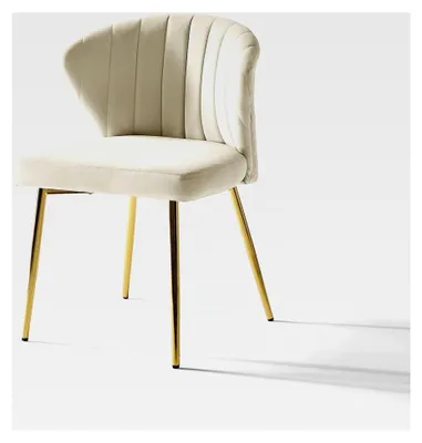 Produktbild von Moderne Esszimmerstühle aus Samt mit Metallbeinen für Esszimmer und Wohnzimmer, Beige