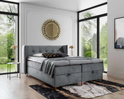 Produktbild von Bett Boxspringbett LOTIS - Doppelbett mit Multipocket-Matratze - Topper - Polsterbett mit 2 Bettkästen - H3 - ( 180x200 cm , Grau - Terra 92 )