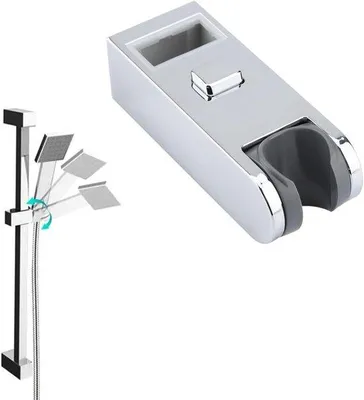 Immagine prodotto di Supporto per doccetta da bagno, altezza regolabile, 30 x 15 cm, ABS cromato, selettore doccia, barra e supporto per soffione.