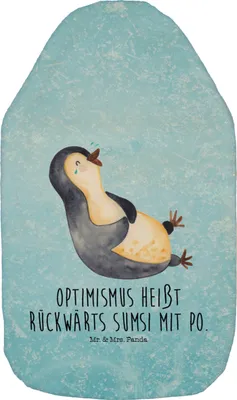 Produktbild von Mr. & Mrs. Panda Wärmflasche Pinguin Lachen - Eisblau - Geschenk, Pinguine, Wärmflaschen, Flauschige, Funny, Bettflasche, mit Bezug, Wärmekissen, Lol, Humor, Haha