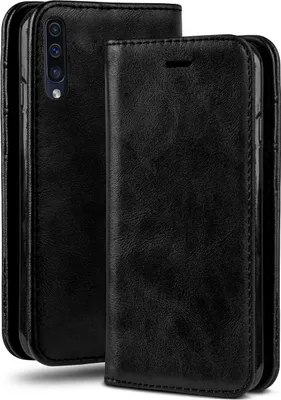 Produktbild von moex® Klapphülle kompatibel mit Samsung Galaxy A50 / A30s - Hülle mit Kartenfach, Onyx Schwarz