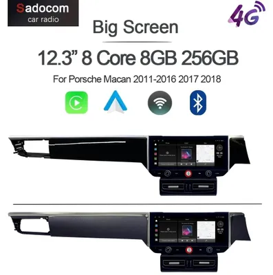 Image de Autoradio Android 13 - Écran IPS de 12,3 pouces - Double DIN - Compatible avec Porsche