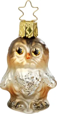 Produktbild von Christbaumschmuck Anhänger Glas Baby Eule 6cm Braun Weiß