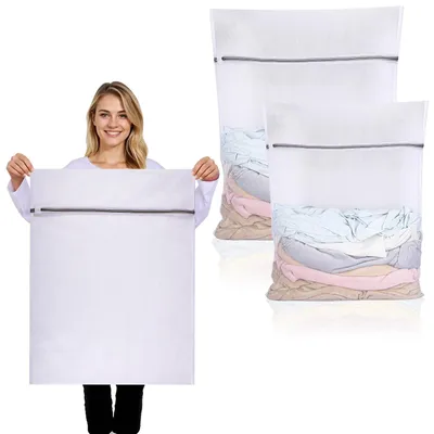 Wäschenetz-Set 2er-Pack, XL+XXL, Polyester, weiß, 50x60 & 60x80 cm