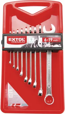 Produktbild von EXTOL PREMIUM Ringschlüssel flach, Set 9 Stck, 6-19mm
