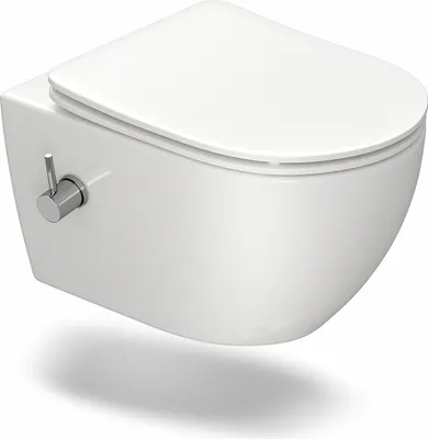 Zdjęcie produktu dla HOROW Taharet WC Z kranem i zdejmowaną deską z miękkim zamknięciem Toaleta prysznicowa Toaleta wisząca Toaleta z funkcją bidetu Higieniczna Bezramkowa 53×36×35 cm