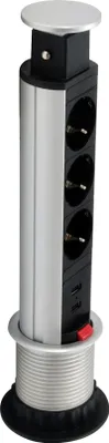 Obrázok produktu pre Equip 333304, Zvislý, Hliník, Čierna, Strieborná, 3 AC zásuvky/AC zásuviek, Typ F, 1,8 m