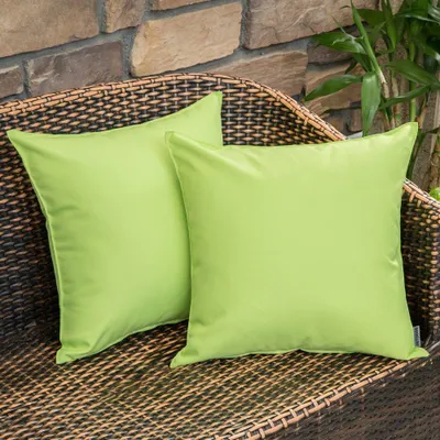 Produktbild von Set mit 2 wasserdichten Kissenbezügen, dekorative Sofakissen, wetterfeste Kissenbezüge, weiche Dekokissenbezüge für Sofa, Sessel, Außenbereich, Garten, Balkon, 40 x 40 cm, grün