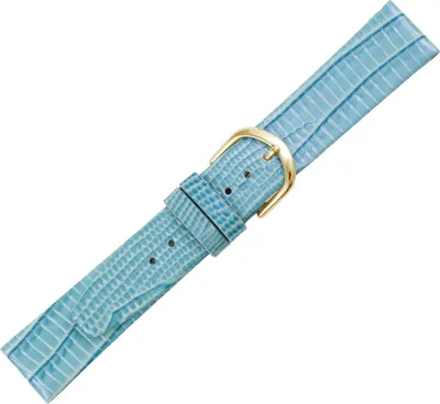 Produktbild von Minott | Uhrenarmband Kalbsleder hellblau Tejuprägung ohne Naht flach, Stegbreite:18mm, Schließe:Gelbgolden