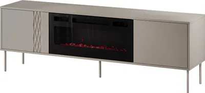 Produktbild von MIRJAN24 TV-Lowboard Tresse 180 EF mit Kamin, TV-Schrank, Realistische LED-Flamme, Wohnzimmer (Farbe: Beige)