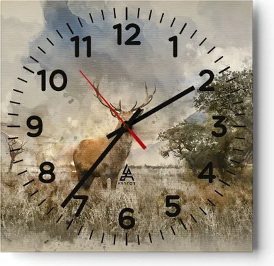 Produktbild von Wanduhr - Quadrat - Glasuhr - rotwild natur - 40x40cm - Schleichendes Uhrwerk - Lautlos - zum Aufhängen bereit - Dekoration Modern - Wanddekoration aus Glas - C4AC40x40-3465