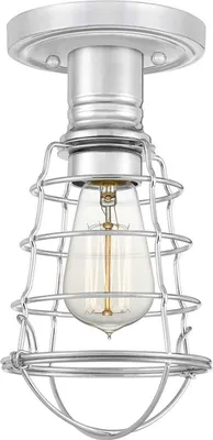 Obrázek produktu pro Stropní svítidlo kovové kulaté D: 14,5 cm Stínidlo v rámečku chrom leštěný vintage design stropní světlo