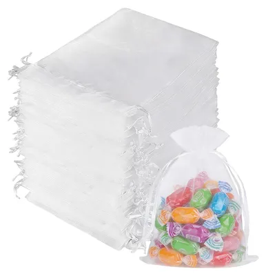 Zdjęcie produktu dla YDAKGUEY Woreczki z organzy 100szt. 7x9cm białe na prezenty