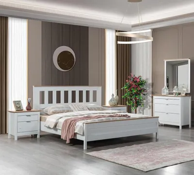 Produktbild von Modern 4tlg Schlafzimmer Set Bett + 2x Nachttische + Kommode Möbel Luxus