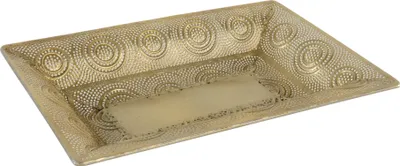Produktbild von Deko Schale Tablett Arabic Orient Metall Gold 33,5x22,6x6,5 cm