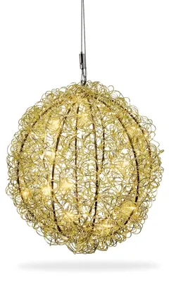 LED-Drahtkugel gold 30 cm, 80 warmweiße LEDs, Timer