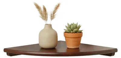 Produktbild von Relaxdays Eckregal, HBT: 3 x 18 x 18 cm, Walnussholz, Wohnzimmer, Deko, Traglast: 5 kg, Bücherregal hängend, dunkelbraun