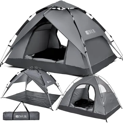 Image de Tente de camping pop-up, imperméable, pour 4 personnes, avec protection UV, idéale pour le camping et les activités de plein air