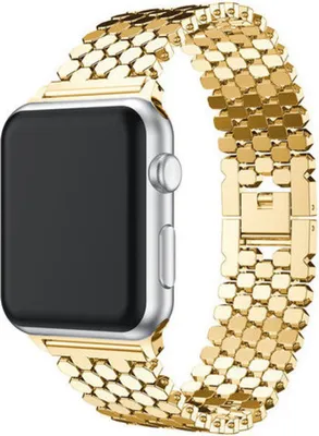 Produktbild von Strap-it Apple Watch 8 Stahl Fischband (Gold)