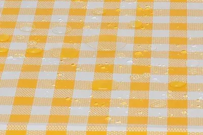 Produktbild von Unyqoos® Tischdecke rechteckig 140 x 240 cm, gelb kariert – abwaschbar & wasserabweisend für Innen & Außen