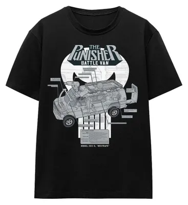 Immagine prodotto di Maglietta da donna "The Punisher" con la scritta "Battle Van Specs", modello TV36535 (taglia M), colore nero