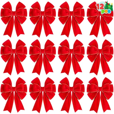 12 rote Samtschleifen 14" x 35" für Weihnachtsbaum und Kranz