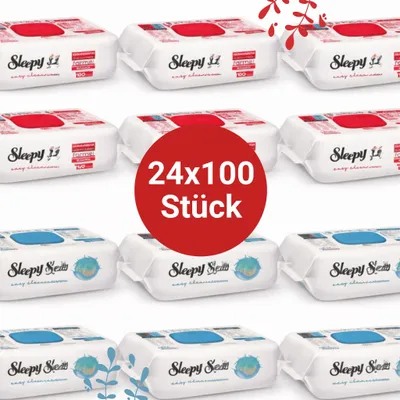 Produktbild von Sleepy Easy Clean Oberflächenreinigungstücher – 12x100 Kirsche + 12x100 Ocean | Streifenfreie Fenster