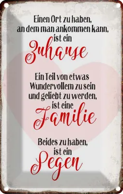 Produktbild von vianmo Blechschild 30x20 cm Zuhause Familie Segen Herz Spruch Zitat
