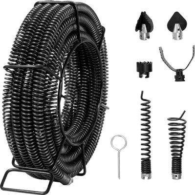 Produktbild von VEVOR špirála na čistenie potrubia 14 m x 22 mm, profesionálny kábel na čistenie potrubia so 6 nožmi na potrubie od 20 do 150 mm, dutá kanalizačná špirála na umývadlá, podlahové odtoky, toalety