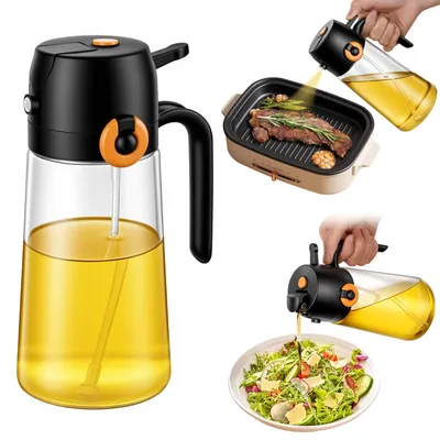 2-in-1 Olivenöldispenser, 470 ml, Glas, nachfüllbar, leckagefrei
