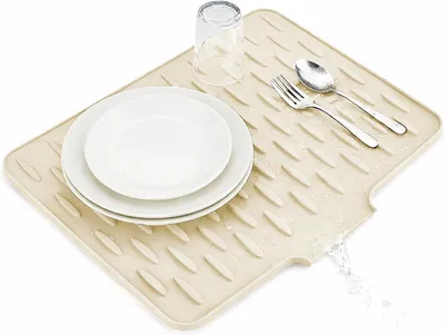 Productafbeelding van Siliconen afdruipmat, 50x42 cm, crèmekleurig, voor in de keuken