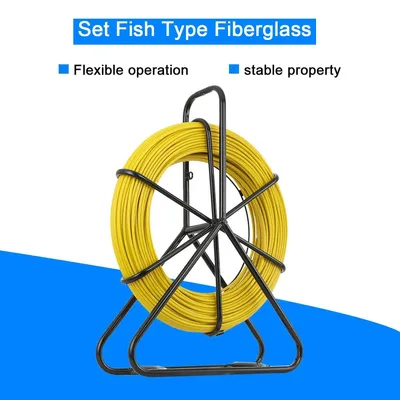 Immagine prodotto di Spinta cavi - Set di aste per il passaggio dei cavi - 130 metri - Diametro 6 mm - Per fibra ottica - Con supporto di appoggio - Adatto per tubi elettrici e di telecomunicazione