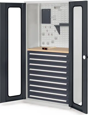 Produktbild von Kappes ®RasterPlan Schubladenschränke 1950x1000x600mm Sichtfenstertüren Modell 37 anthrazitgrau