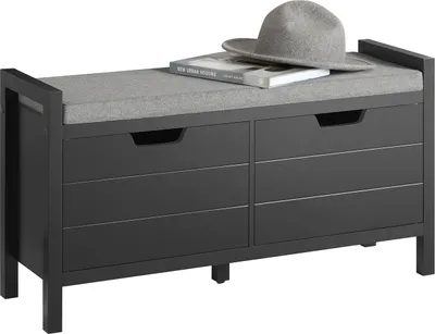 Produktbild von SoBuy FSR63-SCH Lavica so sedadlom Komoda na topánky s úložným priestorom Skrinka na topánky čierna WHT cca: 91x50x30cm