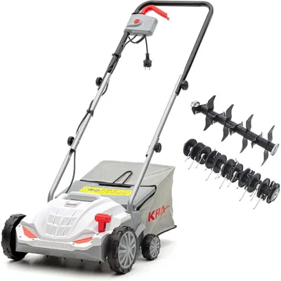 Zdjęcie produktu dla Elektryczny wertykulator do trawnika 1500 W, 32 cm – urządzenie 2 w 1 do wertykulacji i napowietrzania trawnika, pojemnik 30 l – pielęgnacja trawnika IKRA