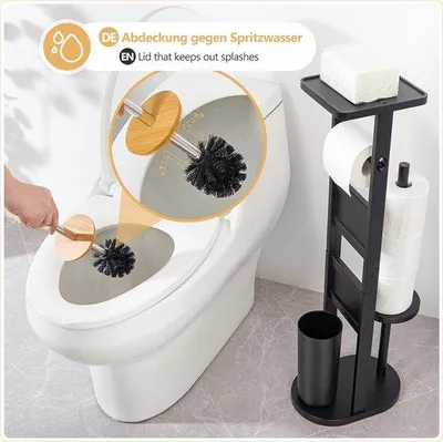 Produktbild von Bamboo-Toilettisch mit Smartphone-Platz, WC-Garnitur, schwarz