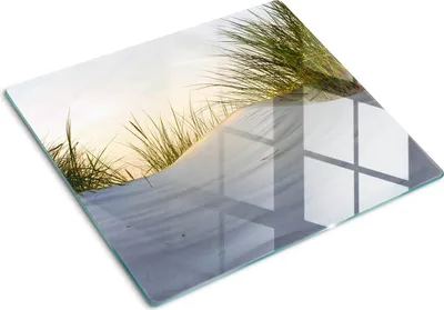 Produktbild von Tulup Glas Herdabdeckplatte Glaskeramikkochfeld-Abdeckung Spritzschutz Glasabdeckplatte Kochplattenabdeckung und Schneidebrett - Einteilig - 60x52 cm Küstendünen