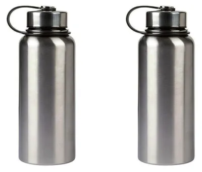 Produktbild von 2 Stück ERNESTO® Edelstahl-Isolierflasche Thermoskanne Edelstahlt Thermosflasche 1000 ml