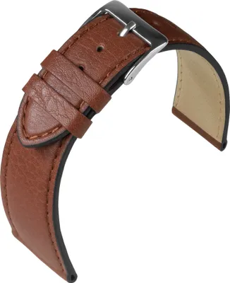 Produktbild von Eulit Country Uhrenarmband XL Rindleder genarbt braun Ton in Ton Naht, Stegbreite:20mm, Schließe:Silbern