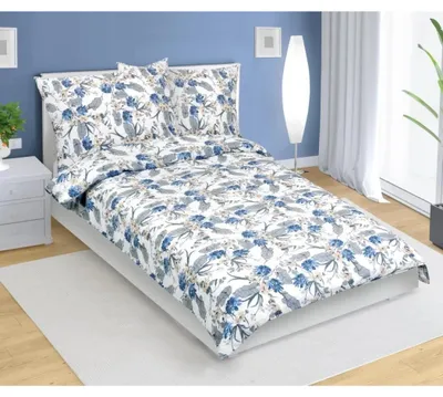 Productafbeelding van Katoenen dekbedovertrek - 140x200 cm. Kussensloop - 70x90 - blauw