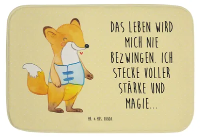Produktbild von Mr. & Mrs. Panda Badvorleger Fuchs Orthopädisches Korsett - Gelb Pastell - Geschenk, Badteppich, Badezimmerteppich, Badematte, duschmatte, Badezimmer Matte
