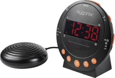 Produktbild von Sygonix SY-5266562 Elektronik Wecker Schwarz Fluoreszierend Zahlen 2 Timerzeiten