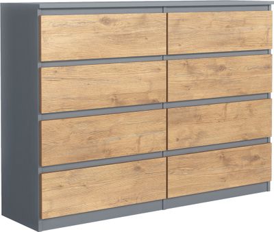 MebLocker Kommode mit 8 Schubladen 120 cm Ideal für Wohnzimmer, Schlafzimmer, Kinderzimmer, Jugendzimmer und Büro Moderne Elegante Lösung für stilvolle Aufbewahrung und Organisation (Anthrazit)