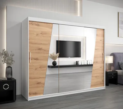 Obrázok produktu pre Skriňa s posuvnými dverami GABRIELA - šírka 250 cm, biela / dub artisan
