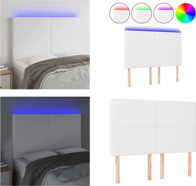 Obrázek produktu pro vidaXL LED čelo postele bílé 144x5x118/128 cm Imitace kůže - LED čelo postele - Čelo postele - Čelo postele